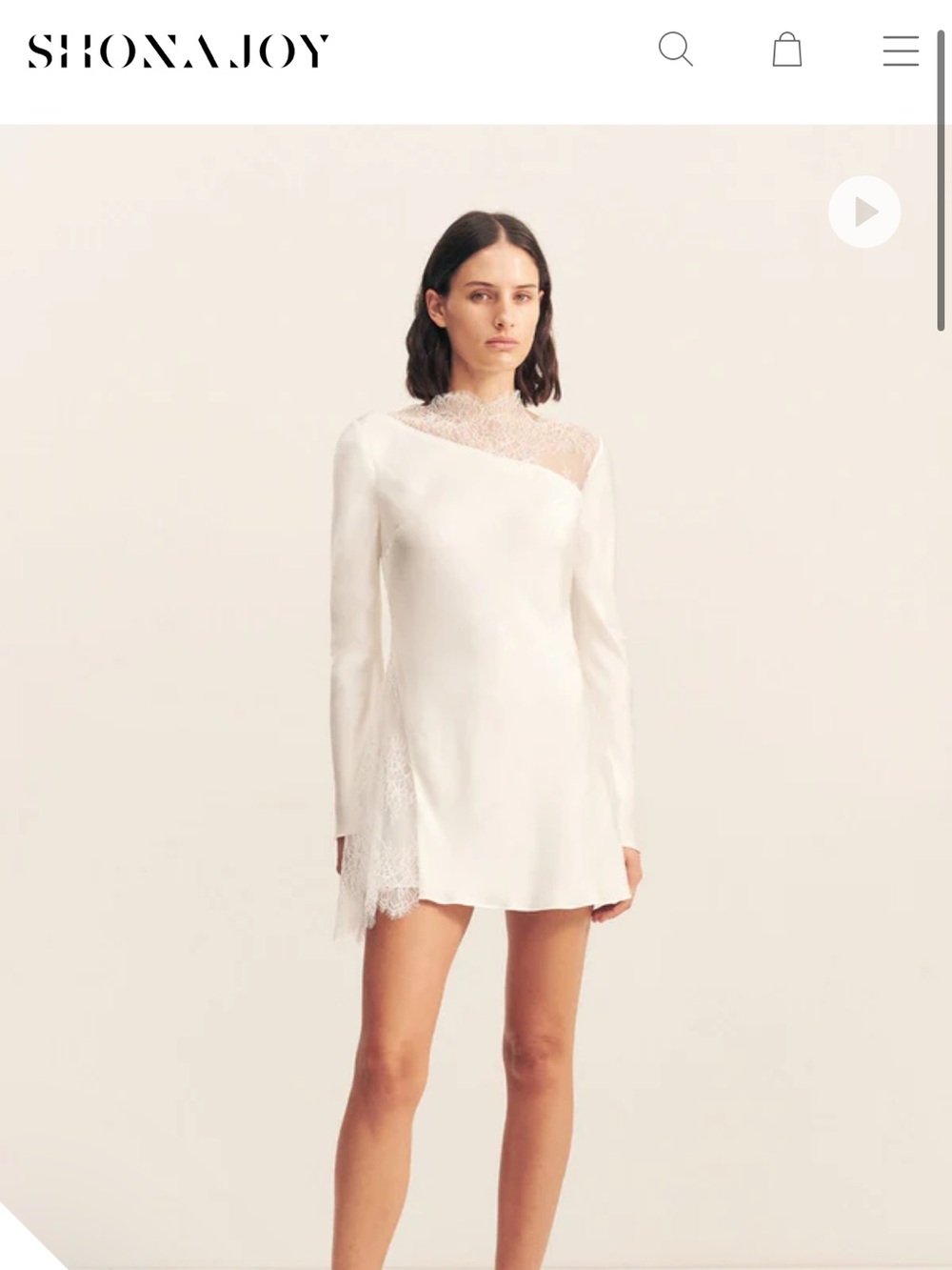 NWT Allegra Lace Panelled Micro Mini Dress - Ivory